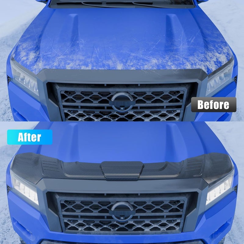 Dattumar Hood Protector Compatible with 2022-2025 2026 Nissan Frontier Hood Shield ABS Hood Deflector Hood Guard 3pcs for 2024 Frontier Accessories (Glossy Carbon) - Image 2
